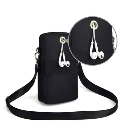 Mobile Phone Bag with Shoulder Strap in Durable Nylon and Polyester - Black - Image 6