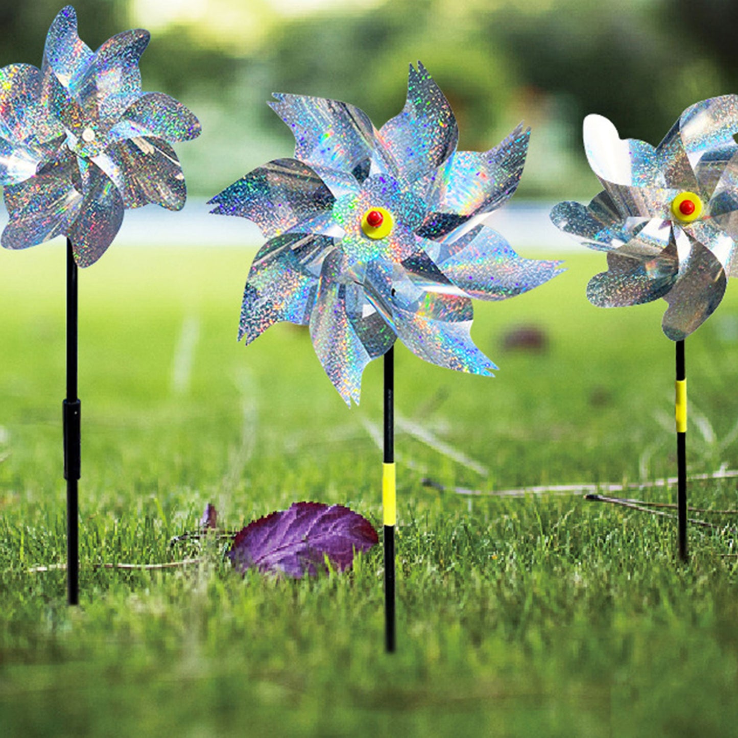 INF Reflective Scarecrow Wind Spinner Silver 2-pack - Image 3