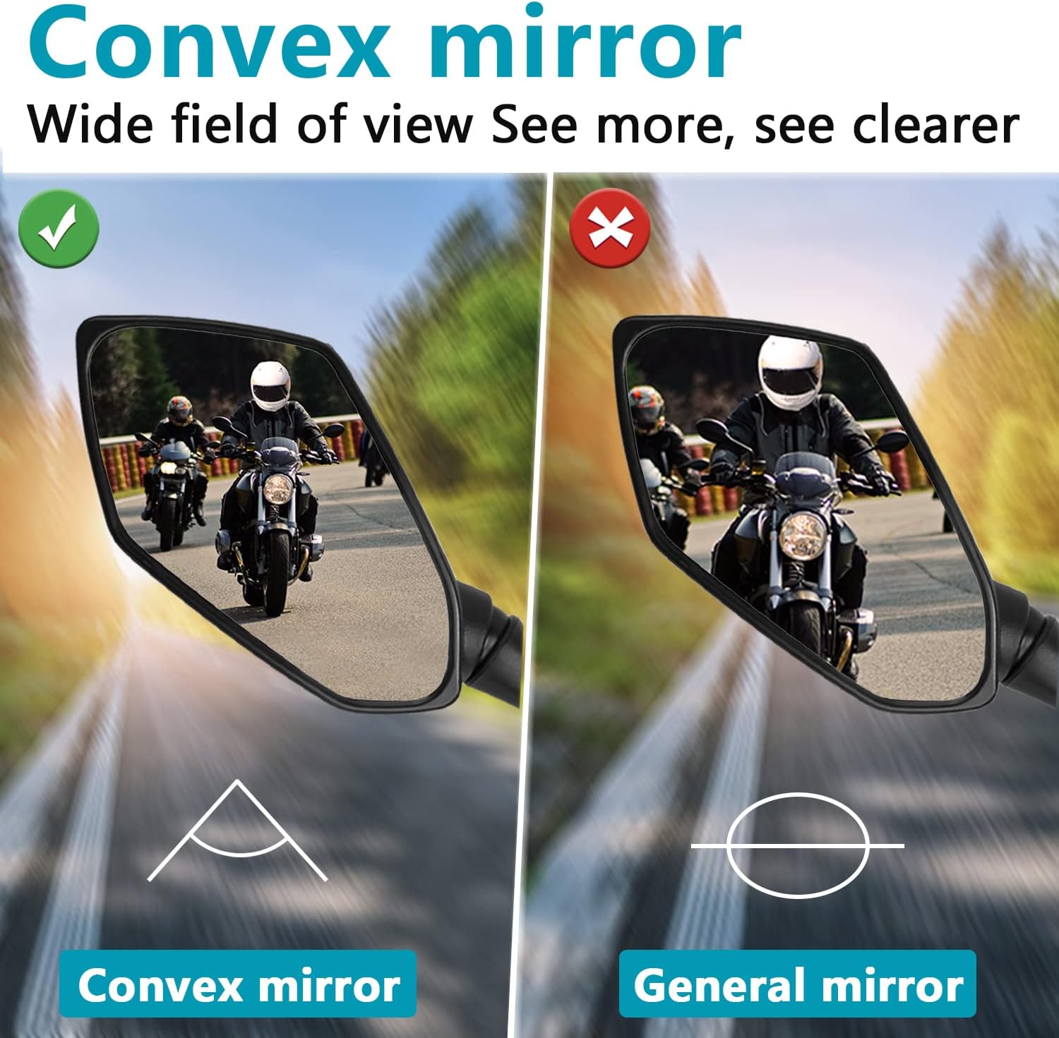 Motorcycle mirror, pair of universal rearview mirrors, suitable - Image 5