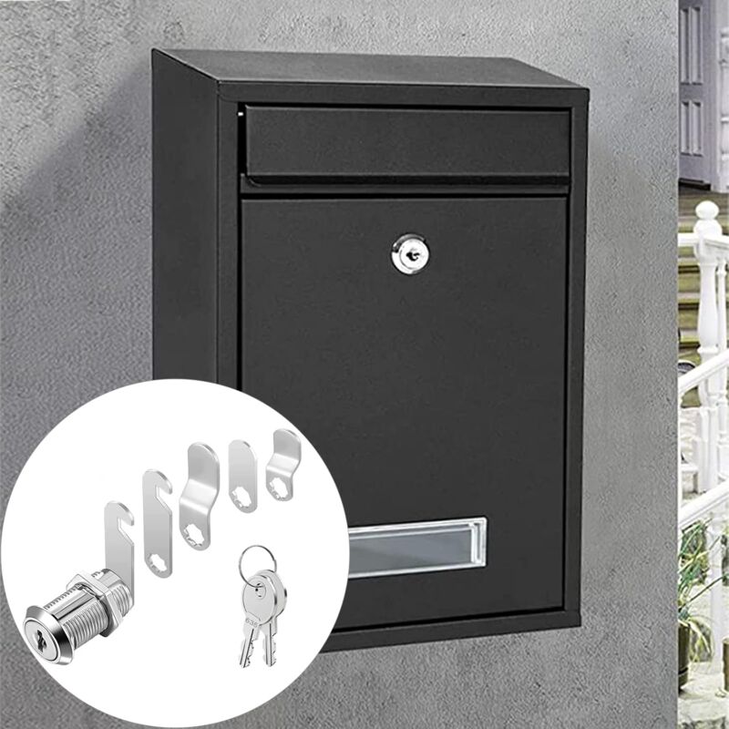 16mm Cylinder Security Lock for Mailbox with 5 Different Lock Plates and 2 Keys, Cabinet Lock, Cupboard, Toolbox, File Cabinet - Image 3