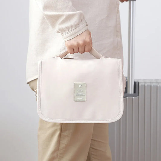 Hanging Toiletry Bag for Women Travel Toiletry Bags with Hook Beige - Image 2