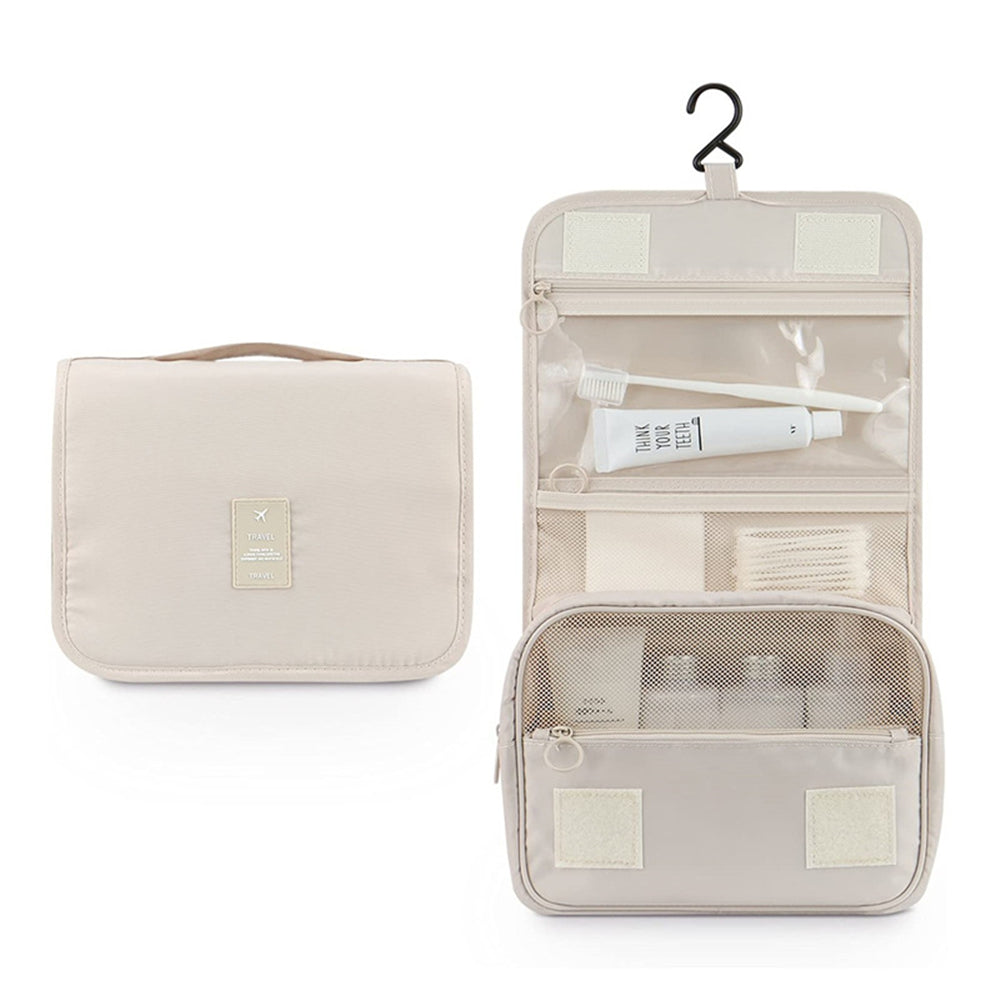 Hanging Toiletry Bag for Women Travel Toiletry Bags with Hook Beige - Image 5
