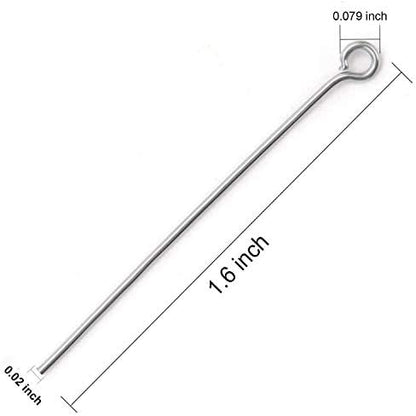 300pcs 4cm 304 Stainless Steel Open Eye Pins Head Pins for Jewelry Making, (Silver) Silver Silver Silver - Image 2