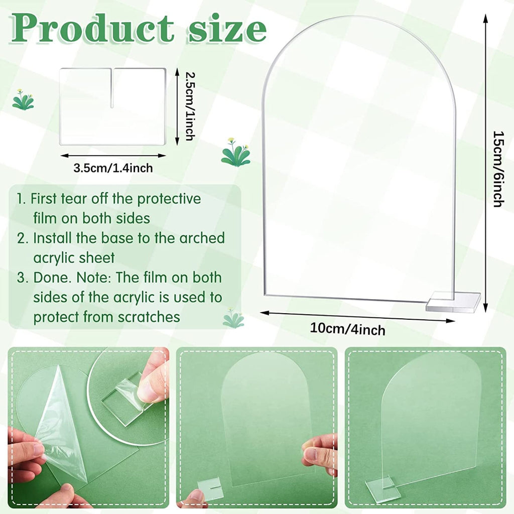 5-pack Transparent Acrylic Sign Acrylic Wedding Table Number with Stand Blank Arched Guest Name Table Number Holder - Image 4
