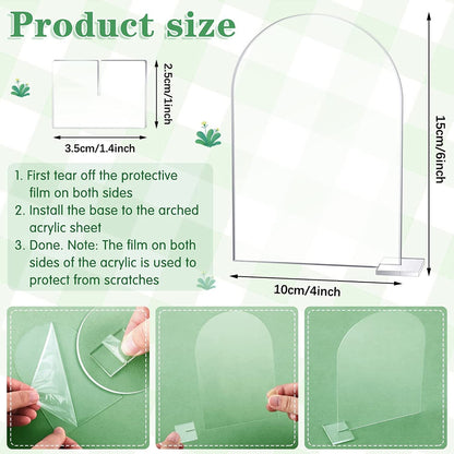 5-pack Transparent Acrylic Sign Acrylic Wedding Table Number with Stand Blank Arched Guest Name Table Number Holder - Image 4