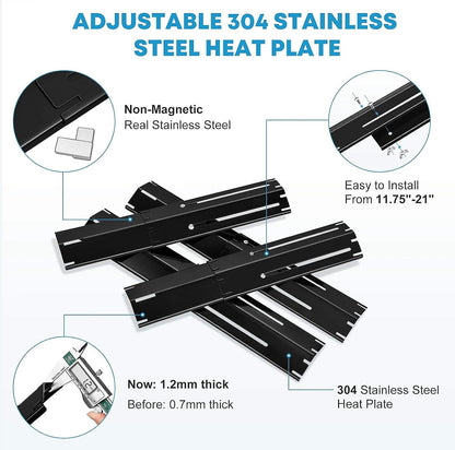 TCGG-4pcs Adjustable Heat Spreaders, 30-53cm Heating Plate Gas Grill Set Grill Accessories for Most Gas Grills Universal Replacement Part - Image 4