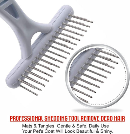 Undercoat Comb Dog Brush Dematting Self-Cleaning Lick Brush Puppy Brush Double Row Teeth Metal Comb for Removal Removes Loose Hair - Image 5