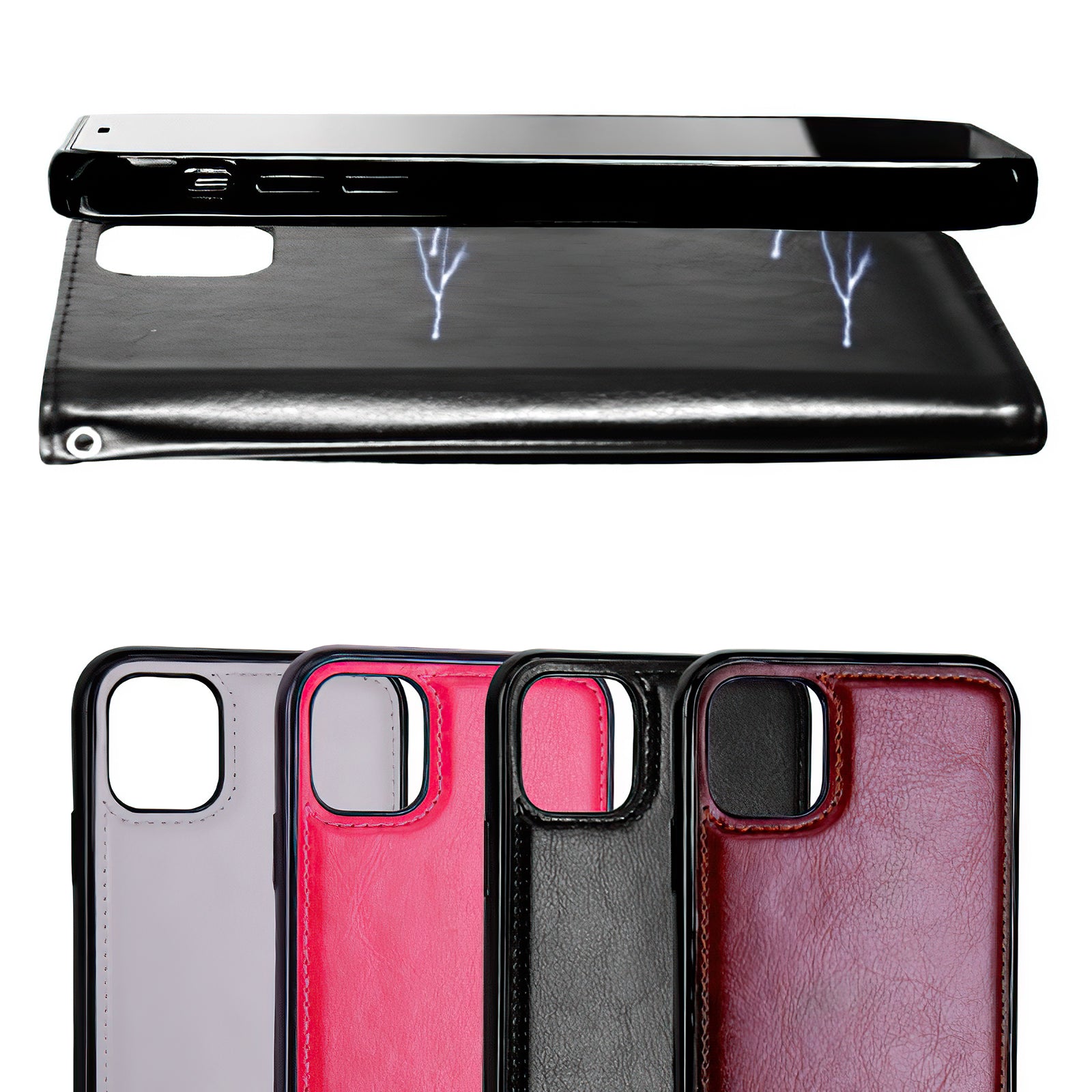 iPhone 12 - Leather Case / Protection Pink - Image 5