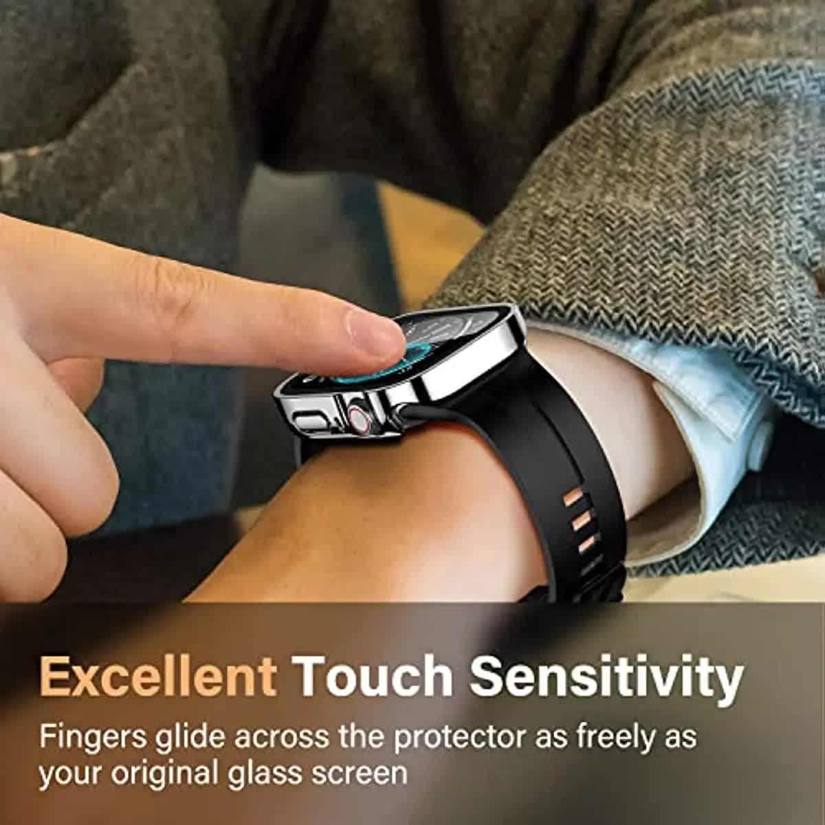 Waterproof Case for Apple Watch 7 8 9 45 mm 41 mm Screen Protector Glass+ Protection Bumper Tempered Glass iWatch 5 SE 6 44 mm 40 mm Accessories Black Black Series 4 5 6 SE 44mm - Image 2