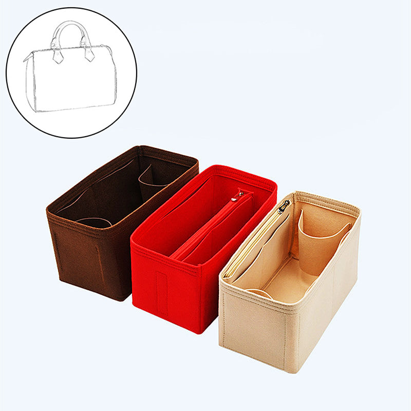 Bag Organizer Felt Fabric Insert 25 30 35 Makeup Handbag Khaki StyleC A - Image 2