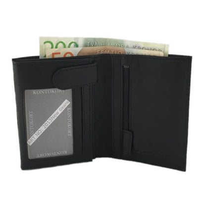 Spacious men's leather wallet with 12 card slots - Black