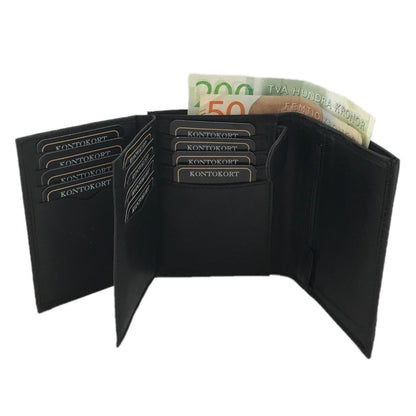 Spacious men's leather wallet with 12 card slots - Black - Image 2