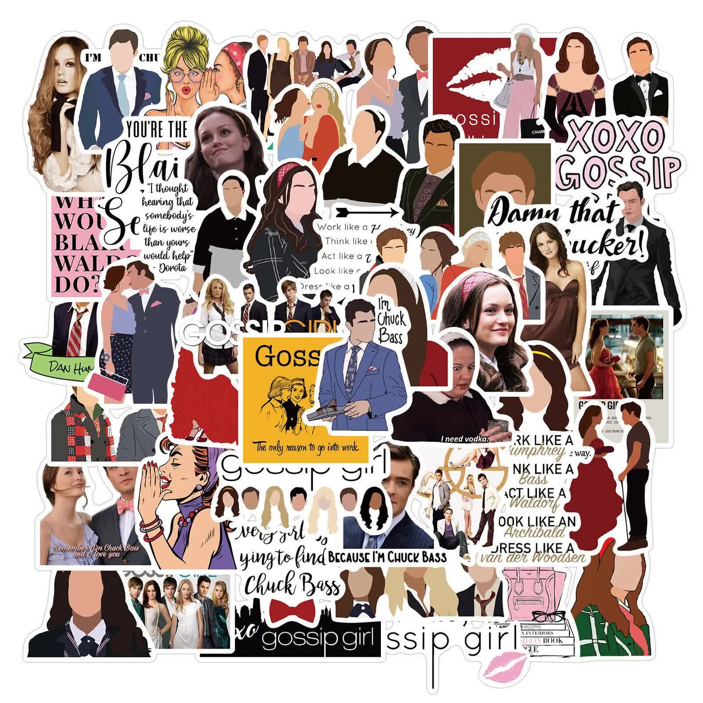 50pcs Gossip Girl Blair Serena Chuck Dan TV Quotes Scrapbook Graffiti Stickers - Image 5