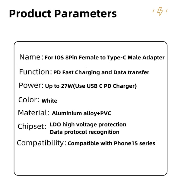 Compatible with iPhone, Lightning to USB-C adapter compatible with e.g. iPhone 15 White - Image 4
