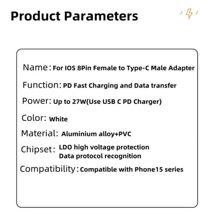 Compatible with iPhone, Lightning to USB-C adapter compatible with e.g. iPhone 15 White - Image 4