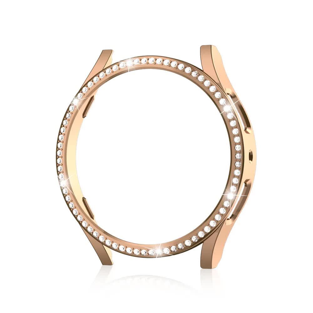 Compatible with Samsung Galaxy Watch 6 5 4 40mm Case PC Single Row Diamond-Coated Shiny Protection Rose Gold Galaxy Watch6 40mm - Image 3