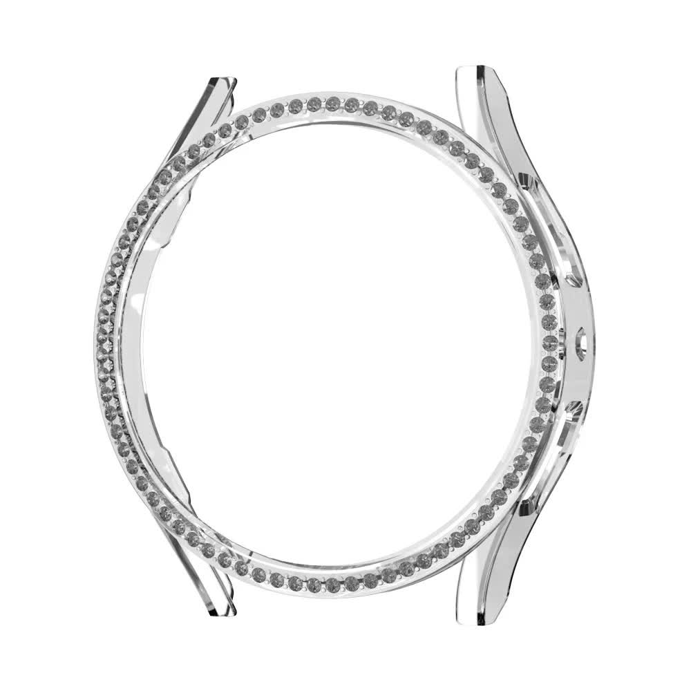 Compatible with Samsung Galaxy Watch 6 5 4 40mm 44mm Case PC Single Row Diamond-Coated Shiny Protection Bumper Without Glass Clear Galaxy Watch6 40mm