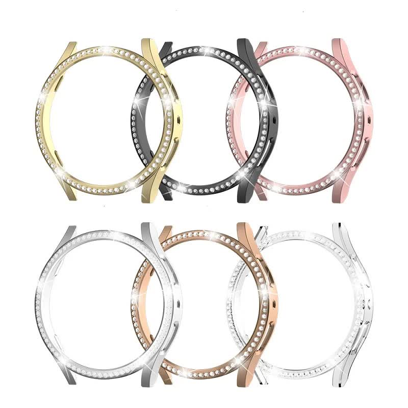 Compatible with Samsung Galaxy Watch 6 5 4 40mm 44mm Case PC Single Row Diamond-Coated Shiny Protection Bumper Without Glass Clear Galaxy Watch6 40mm - Image 6