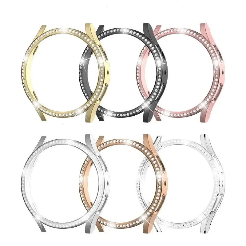 Compatible with Samsung Galaxy Watch 6 5 4 40mm 44mm Case PC Single Row Diamond-Coated Shiny Protection Bumper Without Glass Clear Galaxy Watch6 40mm - Image 6