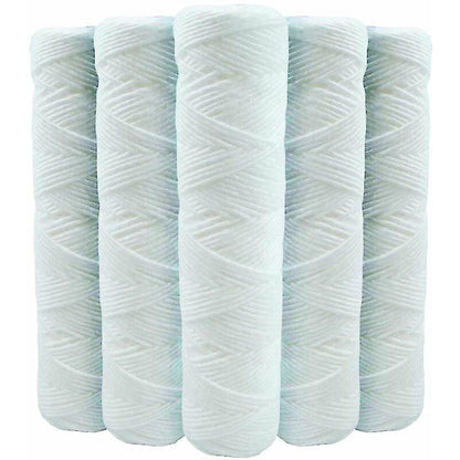 Set of 5 Spiral Water Filter Cartridges Anti-Sediment 10 Inch 254 mm - Compatible with 10 Inch Filters Made in France 5 Microns