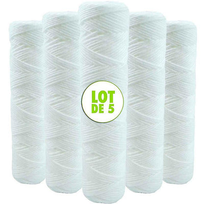Set of 5 Spiral Water Filter Cartridges Anti-Sediment 10 Inch 254 mm - Compatible with 10 Inch Filters Made in France 5 Microns - Image 2