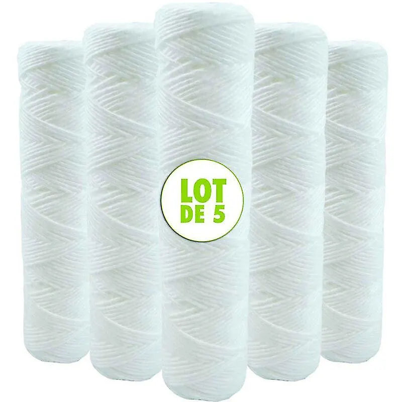 Set of 5 Spiral Water Filter Cartridges Anti-Sediment 10 Inch 254 mm - Compatible with 10 Inch Filters Made in France 5 Microns - Image 2