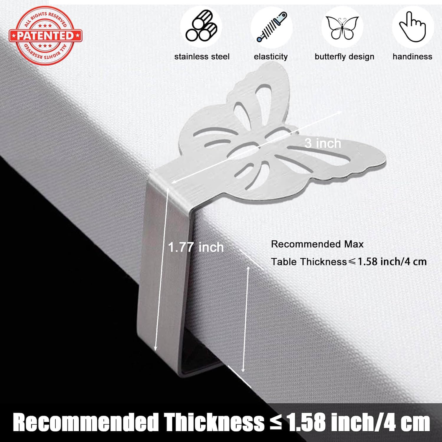 10-pack Tablecloth Clips for Thick Outdoor Tables, Butterfly Tablecloth Clip for Indoor Picnic Tables, Heavy Duty Stainless Steel Clip for Party W - Image 2