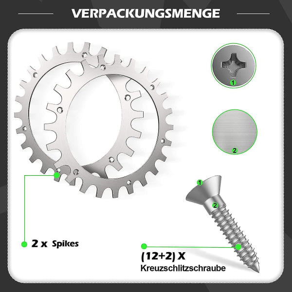 Premium Stainless Steel Spikes for Worx Landroid S/M - 2-Pack with Screws (205mm Wheel) - Image 3
