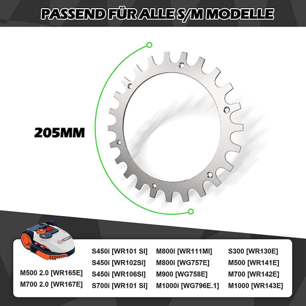 Premium Stainless Steel Spikes for Worx Landroid S/M - 2-Pack with Screws (205mm Wheel) - Image 4