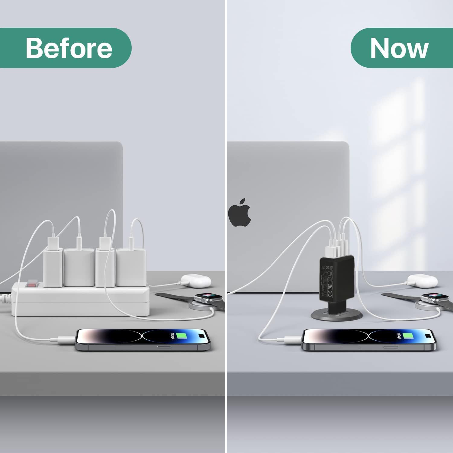 Compatible USB C Charger, 40W USB Multi Fast Charger, Multiple USB Outlets USB Charging Plug Adapter, USB Charger{EE} - Image 6