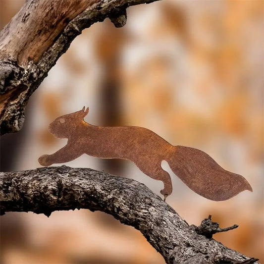 Tree Squirrel - Metal Garden Decoration - 30 cm - Natural Rust Patina - Image 2