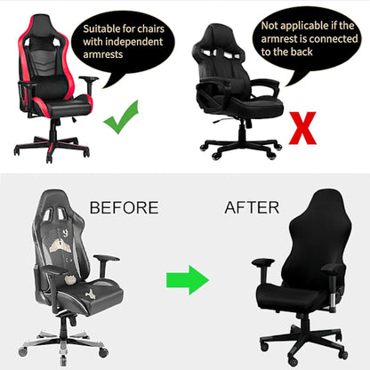 [QD] Gaming chair cover, with armrests, black stretchy chair cover, washable, for gaming chair, computer chair, swivel chair - Image 3