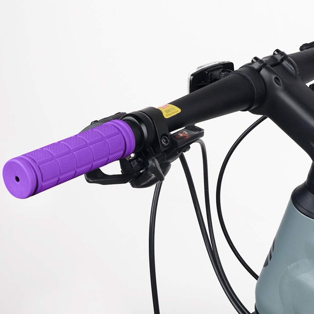 pair of ergonomic bicycle handles in non-slip soft rubber, Purple - Image 2