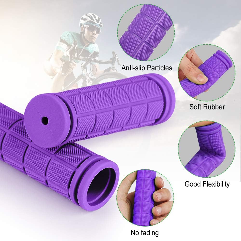 pair of ergonomic bicycle handles in non-slip soft rubber, Purple - Image 4