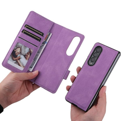 Full Protective Magnetic Leather Case Compatible with Samsung Galaxy Z Fold 3 with Card Slot Stand. Blue - Image 3