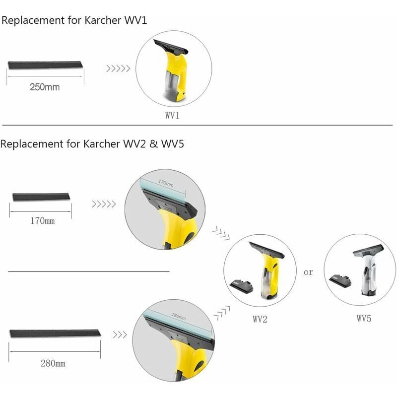 2pcs 280mm Window Washer Replacement Blade Window Cleaning Blade Squeegee Accessories Refill Replacement for Karcher WV2 WV5 - Image 2
