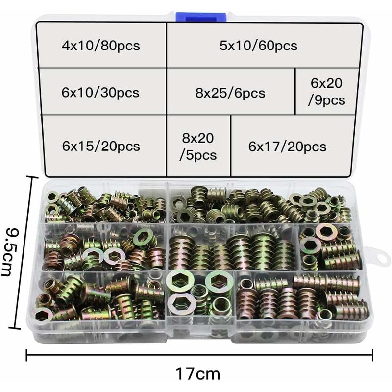 230 Pieces Zinc Alloy Hexagonal Threaded Insert Nuts, Threaded Insert Nuts, External Thread Nuts M4 M5 M6 M8 for Nut Tool Kit - Image 2