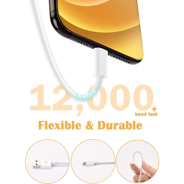 4-Pack Apple MFi Certified Lightning Charging Cable 1.8m – Compatible with iPhone 12/11/X/XR/XS/8/7 - Image 3
