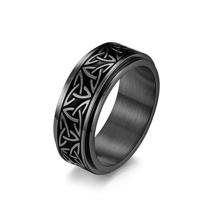 Nordic Norwegian Viking Triangle Knot Rotatable Titanium Steel Ring for Men and Women Relaxing Finger Ring Hand Forged - Image 7