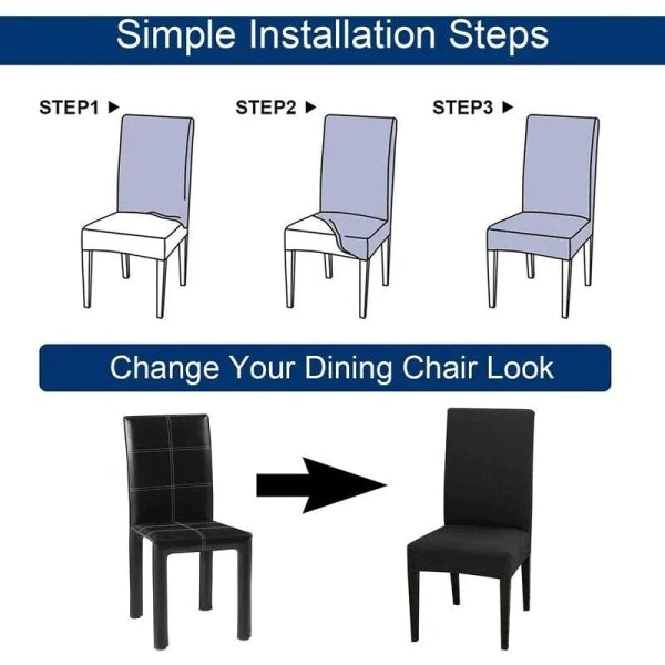 Set of 6 Universal Stretch Chair Covers - Modern - Grey - Image 4