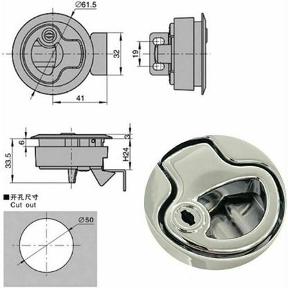 Boat Hatch Lock Pull Marine, Zinc Alloy Recessed Hatch Lock with Locking Door for Yacht Trailer Motorhome Deck Hatch Door Cabinet..DEBUNS - Image 3