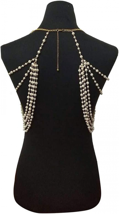 Sexy Body Chain, Multi-layer Pearl Necklace for Back, Waist, Beach Bikini, Fashion, Backless Dress, Strap, Bridal Jewelry (Gold) - Image 4