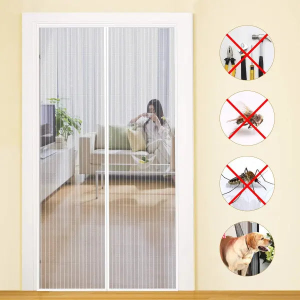 MYCARBON Mosquito Net Door Magnetic Fly Screen Anti-mosquito Net Door (White) 80X200CM