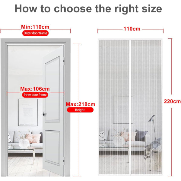 MYCARBON Mosquito Net Door Magnetic Fly Screen Anti-mosquito Net Door (White) 80X200CM - Image 3