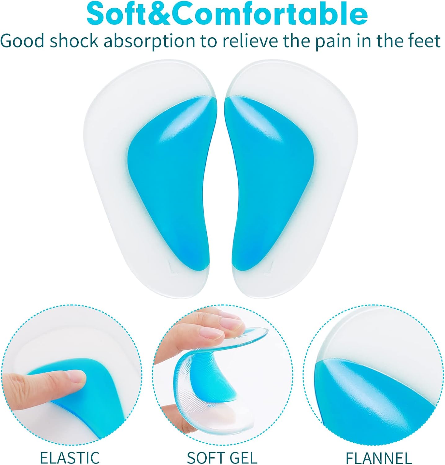 Pairs Orthopedic Gel Insoles for Arch Support, Orthopedic Silicone Arch Support, Plantar Fasciitis Gel Shoes - Image 3