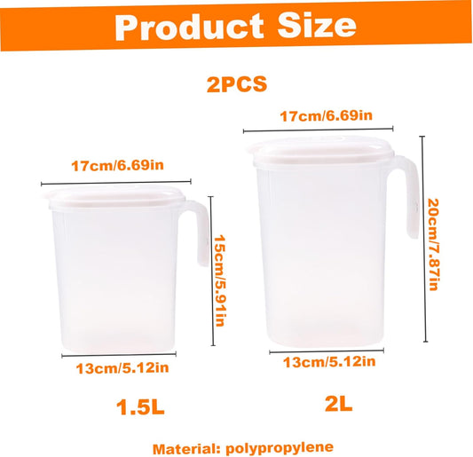 Cooling Water Jug, 1.5L and 2L plastic jug with filter lid, leak-proof for juice or iced tea