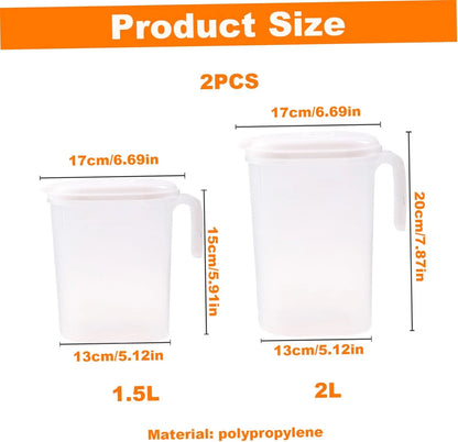 Cooling Water Jug, 1.5L and 2L plastic jug with filter lid, leak-proof for juice or iced tea