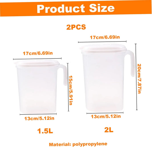 Cooling Water Jug, 1.5L and 2L plastic jug with filter lid, leak-proof for juice or iced tea