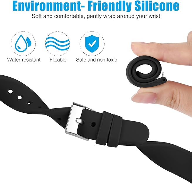 Thin Watch Bands, Compatible with Fitbit Versa 2 Band/Fitbit Versa/Fitbit Versa Lite/SE, Silicone Replacement Strap for Smartwatch Black S - Image 2