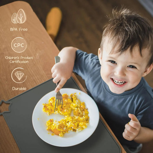 Moonkie Silicone Baby Placemat, 2-Pack | Non-Slip Design, BPA-Free | Washable Placemats for Kids (Light Mauve/Skin Tones) Light Mauve/Skin Tones - Image 2